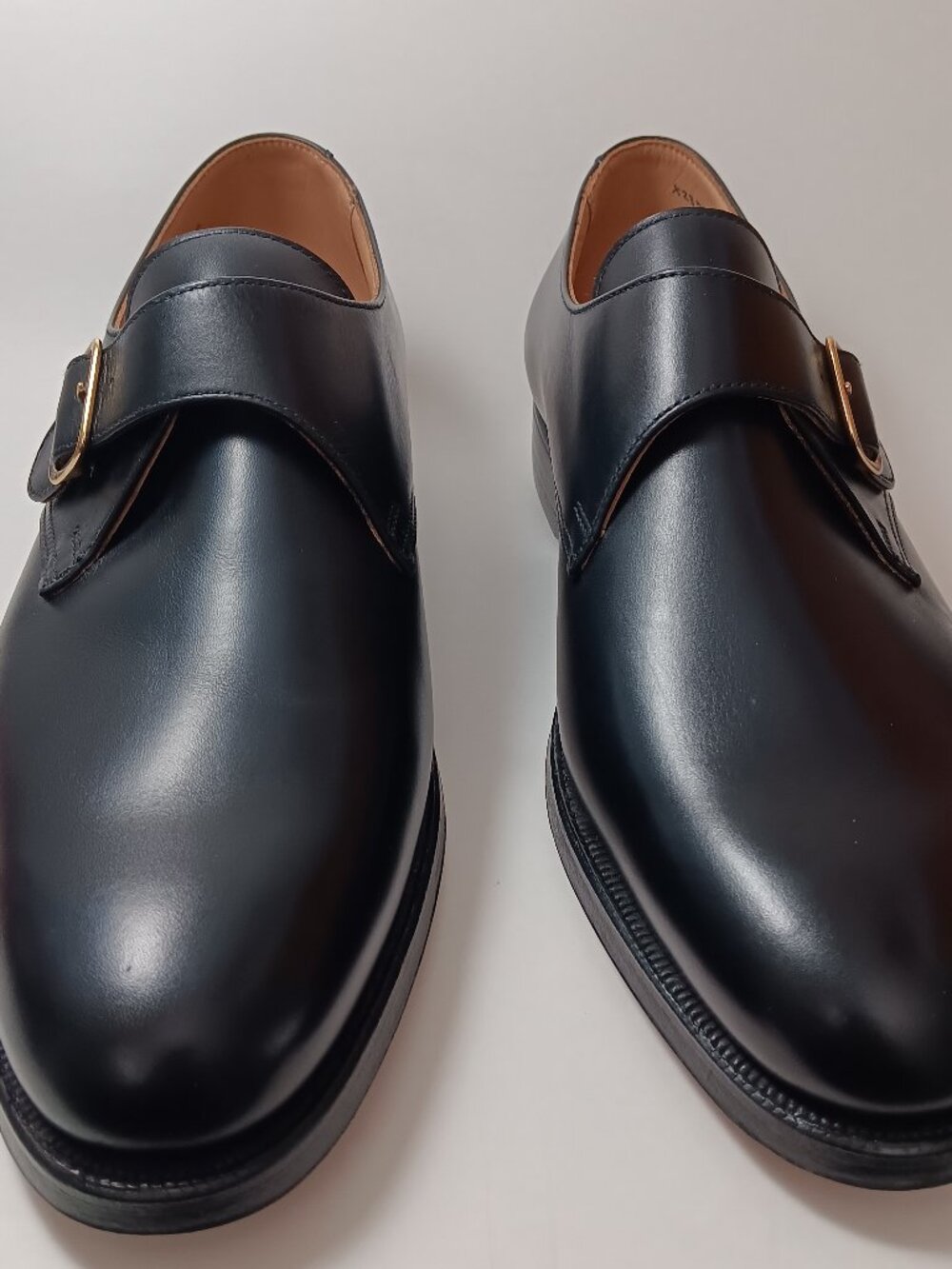 Peal&CO Brooks Brothers mens 8.5D black leather single monk strap shoes England